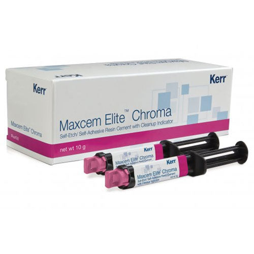 Kerr Maxcem Elite Chroma Resin Cement, Dual Cure - Clear Refill, 2 x 5 g Kerr Maxcem Elite Chroma Resin Cement, Dual Cure - Clear Refill, 2 x 5 g